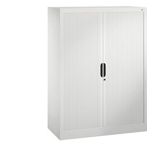 C+P Roldeurkast met horizontale roldeuren, h x b x d = 1345 x 1000 x 420 mm, 3 legborden, 3,5 ordnerhoogtes, verkeerswit