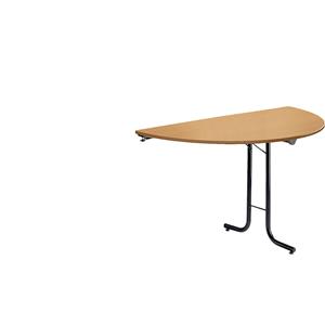 Aanbouwtafel bij inklapbare tafel, bladvorm halve cirkel, 1400 x 700 mm, frame zwart, blad beukenhoutdecor