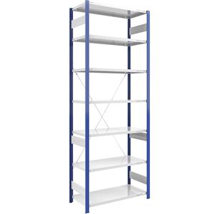 EUROKRAFTpro Magazijn-inhaakstelling, stellingstaander blauw, h x b = 3000 x 1000 mm, legbord lichtgrijs, basisstelling, diepte 600 mm