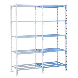 Inhaakstelling met buizenlegborden, stellinghoogte 2496 mm, legbordbreedte 960 mm, aanbouwstelling, legborddiepte 995 mm