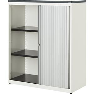 mauser Roldeurkast, h x b x d = 1180 x 800 x 432 mm, kunststof blad, 2 legborden, zuiver wit / aluminiumkleurig / wit