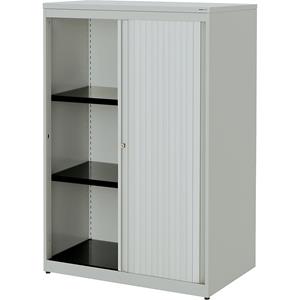 mauser Roldeurkast, h x b x d = 1180 x 800 x 432 mm, kunststof blad, 2 legborden, lichtgrijs / lichtgrijs / lichtgrijs