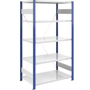 EUROKRAFTpro Magazijn-inhaakstelling, stellingstaander blauw, h x b = 2000 x 1000 mm, legbord lichtgrijs, basisstelling, diepte 800 mm