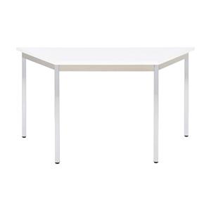 EUROKRAFTbasic Universele tafel, trapeziumvormig, h x b x d = 740 x 1200 x 600 mm, blad wit, frame verchroomd