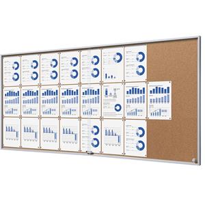 EUROKRAFTpro Vitrinekast met schuifdeuren, uitwendige afmetingen: b x h x d = 2006 x 947 x 50 mm, kurk achterwand