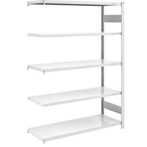 EUROKRAFTpro Magazijn inhaakstelling, grijs, h x b = 2000 x 1300 mm, met 5 stalen legborden, aanbouwstelling, vakdraagvermogen 240 kg, diepte 600 mm