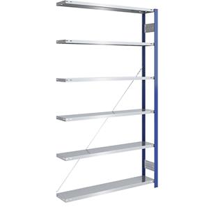 EUROKRAFTpro Magazijn-inhaakstelling, stellingstaander blauw, legbord verzinkt, h x b = 2500 x 1300 mm, aanbouwstelling, diepte 300 mm