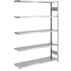EUROKRAFTpro Lager-Steckregal, verzinkt HxB 2000 x 1300 mm, mit 5 Stahlböden Anbauregal, Fachlast 180 kg, Tiefe 400 mm