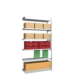 hofe Robuuste inhaakstelling, enkelzijdig, stellinghoogte 2500 mm, lichtgrijs / verzinkt, legbordbreedte 1325 mm, aanbouwstelling, breedte x diepte = 1325 x 400 mm