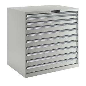 LISTA Ladekast met 10 laden, b x d x h = 1023 x 725 x 1000 mm, lichtgrijs