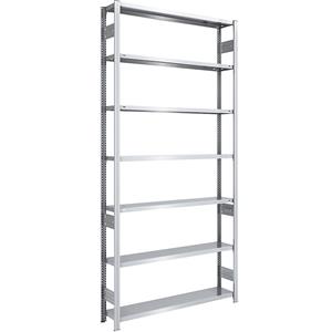 EUROKRAFTpro Magazijn inhaakstelling, verzinkt, h x b = 3000 x 1300 mm, met 7 stalen legborden, basisstelling, vakdraagvermogen 200 kg, diepte 300 mm