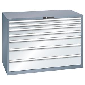 LISTA Ladekast met 7 laden, b x d x h = 1431 x 725 x 1000 mm, grijs metallic / lichtgrijs