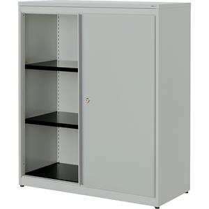 mauser Schuifdeurkast, h x b x d = 1180 x 1000 x 432 mm, kunststof blad, 2 legborden, lichtgrijs / lichtgrijs / lichtgrijs