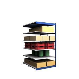 hofe Robuuste inhaakstelling, dubbelzijdig, stellinghoogte 2500 mm, blauw / verzinkt, legbordbreedte 1325 mm, aanbouwstelling, breedte x diepte = 1325 x 800 mm