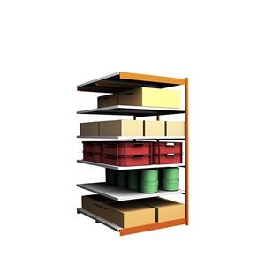 hofe Robuuste inhaakstelling, dubbelzijdig, stellinghoogte 2500 mm, oranje / verzinkt, legbordbreedte 1325 mm, aanbouwstelling, breedte x diepte = 1325 x 800 mm
