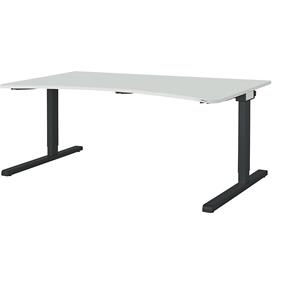mauser Vrijvormtafel, C-voet, breedte 1600 mm, blad lichtgrijs, onderstel antracietgrijs