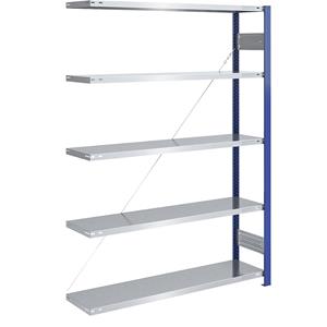 EUROKRAFTpro Lager-Steckregal, Regalständer blau, Boden verzinkt HxB 2000 x 1300 mm Anbauregal, Tiefe 400 mm