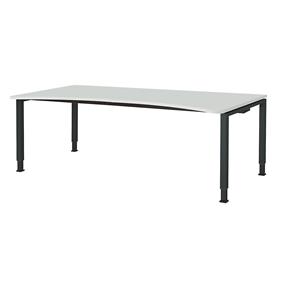 mauser Vrijvormtafel, in hoogte verstelbaar, breedte 2000 mm, blad lichtgrijs, onderstel antracietgrijs