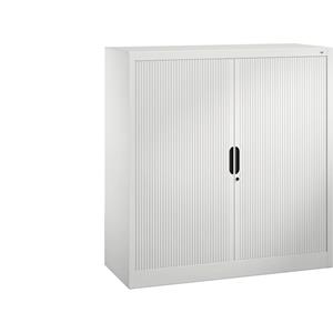 C+P Roldeurkast met horizontale roldeuren, h x b x d = 1230 x 1200 x 420 mm, 2 legborden, 3 ordnerhoogtes, verkeerswit