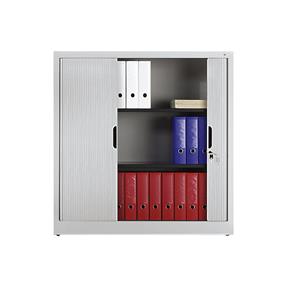 C+P Roldeurkast met horizontale roldeuren, h x b x d = 1230 x 1200 x 420 mm, 2 legborden, 3 ordnerhoogtes, lichtgrijs