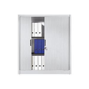 C+P Roldeurkast met horizontale roldeuren, h x b x d = 1345 x 1200 x 420 mm, 3 legborden, 3,5 ordnerhoogte, lichtgrijs