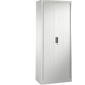 C+P Roldeurkast met horizontale roldeuren, h x b x d = 1980 x 800 x 420 mm, 4 legborden, 5 ordnerhoogtes, verkeerswit