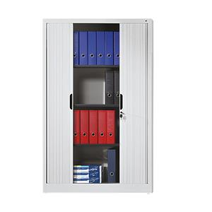 C+P Roldeurkast met horizontale roldeuren, h x b x d = 1980 x 800 x 420 mm, 4 legborden, 5 ordnerhoogtes, lichtgrijs