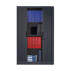 Cp Rollladenschrank mit Horizontal-Jalousie HxBxT 1980 x 800 x 420 mm, 4 Fachböden, 5 Ordnerhöhen schwarzgrau