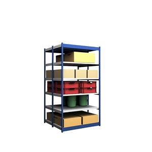 hofe Robuuste inhaakstelling, dubbelzijdig, stellinghoogte 2500 mm, blauw / verzinkt, legbordbreedte 1325 mm, basisstelling, breedte x diepte = 1325 x 600 mm