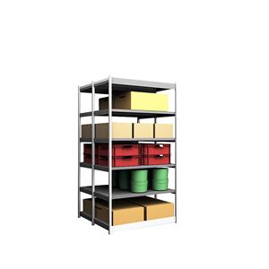 hofe Robuuste inhaakstelling, dubbelzijdig, stellinghoogte 2500 mm, lichtgrijs / verzinkt, legbordbreedte 1325 mm, basisstelling, breedte x diepte = 1325 x 600 mm