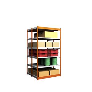hofe Robuuste inhaakstelling, dubbelzijdig, stellinghoogte 2500 mm, oranje / verzinkt, legbordbreedte 1325 mm, basisstelling, breedte x diepte = 1325 x 600 mm