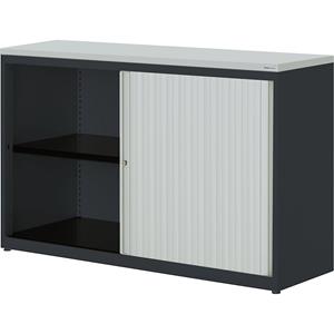 mauser Roldeurkast, h x b x d = 830 x 1200 x 432 mm, kunststof blad, 1 legbord, antracietgrijs / lichtgrijs / lichtgrijs