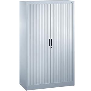 C+P Roldeurkast met horizontale roldeuren, h x b x d = 1660 x 1000 x 420 mm, 3 legborden, 4 ordnerhoogtes, lichtgrijs