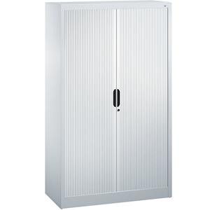 C+P Roldeurkast met horizontale roldeuren, h x b x d = 1660 x 1000 x 420 mm, 3 legborden, 4 ordnerhoogtes, blank aluminiumkleurig
