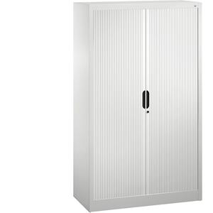 C+P Roldeurkast met horizontale roldeuren, h x b x d = 1660 x 1000 x 420 mm, 3 legborden, 4 ordnerhoogtes, verkeerswit