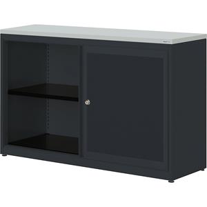 mauser Schuifdeurkast, akoestisch effect, kunststof blad, h x b x d = 830 x 1200 x 432 mm, 1 legbord, antracietgrijs / antracietgrijs / lichtgrijs