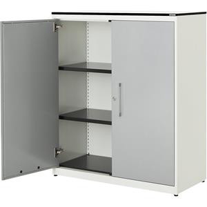 mauser Vleugeldeurkast, h x b = 1168 x 1000 mm, blad van HPL met massieve kern, 2 legborden, zuiver wit / blank aluminiumkleurig / wit