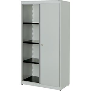 mauser Schuifdeurkast, h x b x d = 1516 x 800 x 432 mm, stalen blad, 3 legborden, lichtgrijs / lichtgrijs / lichtgrijs