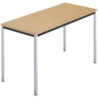 Rechthoekige tafel, met vierkante, verchroomde tafelpoten, b x d = 1200 x 600 mm, naturel beukenhout