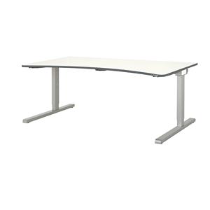 mauser Vrijvormtafel, C-voet, breedte 1800 mm, blad wit, onderstel aluminiumkleurig