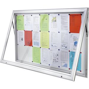 EUROKRAFTpro Vitrinekast, aluminium frame, voor binnen- en buitentoepassing, met horizontale draaideur, uitwendige b x h = 1685 x 1067 mm, capaciteit 21 A4-vellen