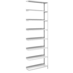Hofe Akten-Schraubregal, lichtgrau RAL 7035 Regalhöhe 2550 mm Anbauregal, Breite x Tiefe 750 x 300 mm