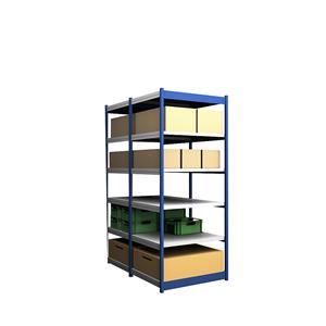 hofe Robuuste inhaakstelling, dubbelzijdig, stellinghoogte 2500 mm, blauw / verzinkt, legbordbreedte 1025 mm, basisstelling, breedte x diepte = 1025 x 800 mm