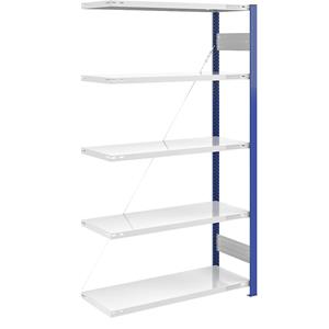 EUROKRAFTpro Lager-Steckregal, Regalständer blau HxB 2000 x 1000 mm, Boden lichtgrau Anbauregal, Tiefe 500 mm