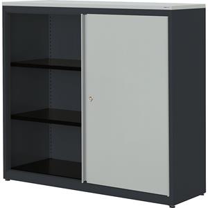 mauser Schuifdeurkast, h x b x d = 1180 x 1200 x 432 mm, kunststof blad, 2 legborden, antracietgrijs / lichtgrijs / lichtgrijs