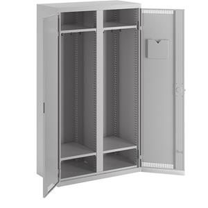 Garderobekast, 1 tussenwand, 4 legborden, lichtgrijs