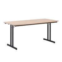 Inklapbare tafel, met extra sterk tafelblad, hoogte 720 mm, 1600 x 800 mm, frame zwart, blad ahornhoutdecor