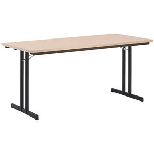 Inklapbare tafel, met extra sterk tafelblad, hoogte 720 mm, 1600 x 800 mm, frame zwart, blad ahornhoutdecor