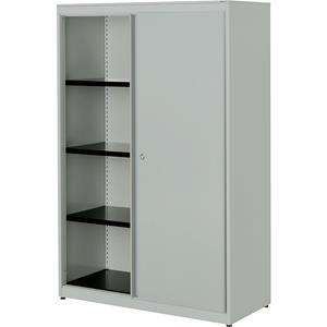 mauser Schuifdeurkast, h x b x d = 1516 x 1000 x 432 mm, stalen blad, 3 legborden, lichtgrijs / lichtgrijs / lichtgrijs