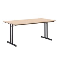 Inklapbare tafel, met extra sterk tafelblad, hoogte 720 mm, 1800 x 800 mm, frame zwart, blad beukenhoutdecor